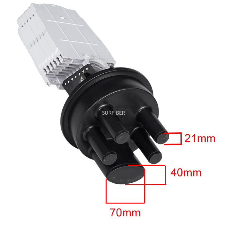 96/144 Core Dome Fiber Optic Splice Closure | IP68 Waterproof | 1+4 Ports | Pole/Wall/Aerial Mount |  Heat Shrink