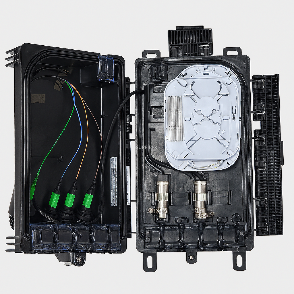 Outdoor Waterproof Fiber Distribution Box Wall-Mount Pole-Mount Aerial Installation, Compatible with Huawei, Corning, YOFC
