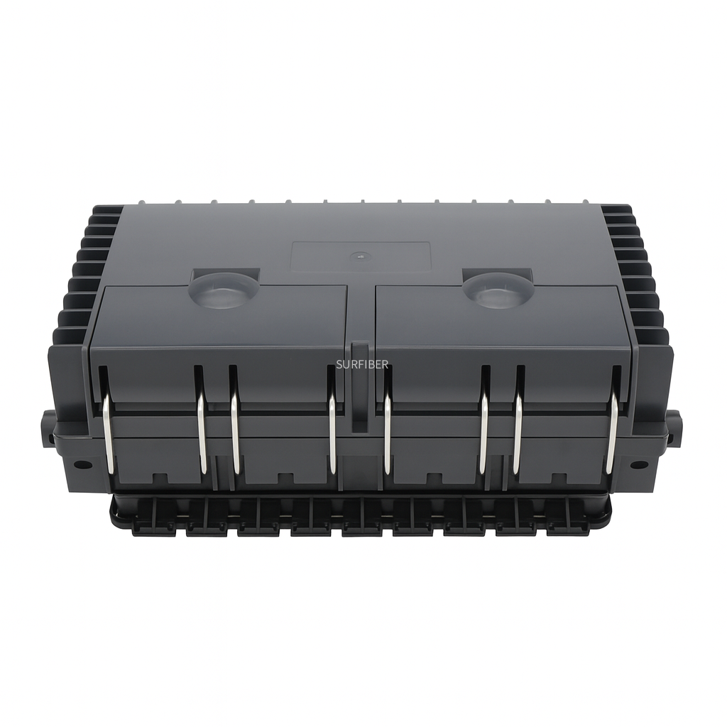SUROTB027 Outdoor Fiber Optic Terminal Box 48 Core, IP65 Waterproof ABS Enclosure with 8 Cable Ports for FTTH Network