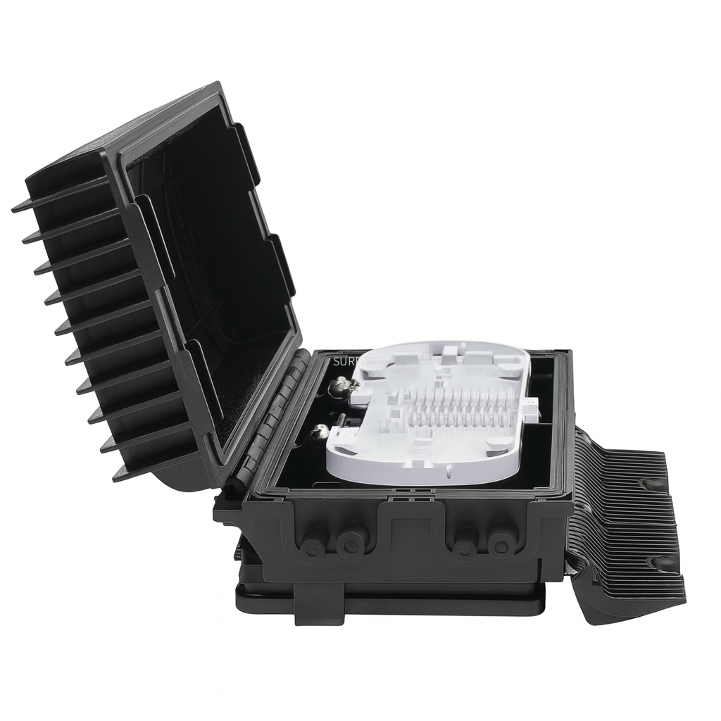 SUROTB027 Outdoor Fiber Optic Terminal Box 48 Core, IP65 Waterproof ABS Enclosure with 8 Cable Ports for FTTH Network