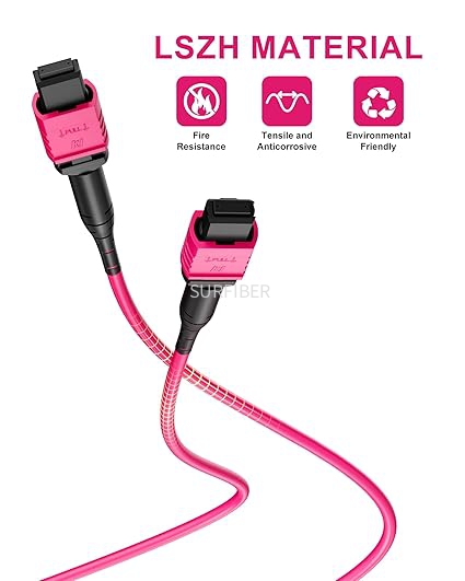 MPO/MTP Patch Cord Cable, 12 Core, Multimode OM4 LSZH,  Female or Male, Type A B C, IL≤0.35dB