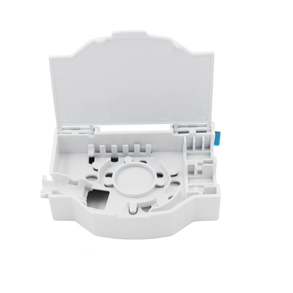 SURDIN03 DIN Rail Mounted Fiber Optic Terminal Box, ABS Plastic, Indoor White Enclosure
