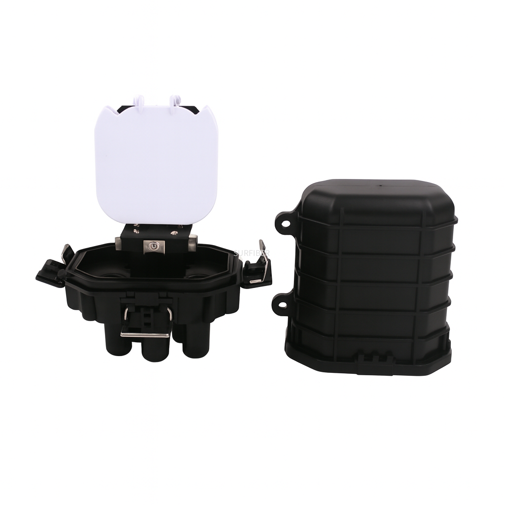 Mini Dome Fiber Optic Splice Closure, 1 Oval & 3 Round Ports, 48 Cores, IP68 Waterproof, for Aerial, Wall, and Duct Installation