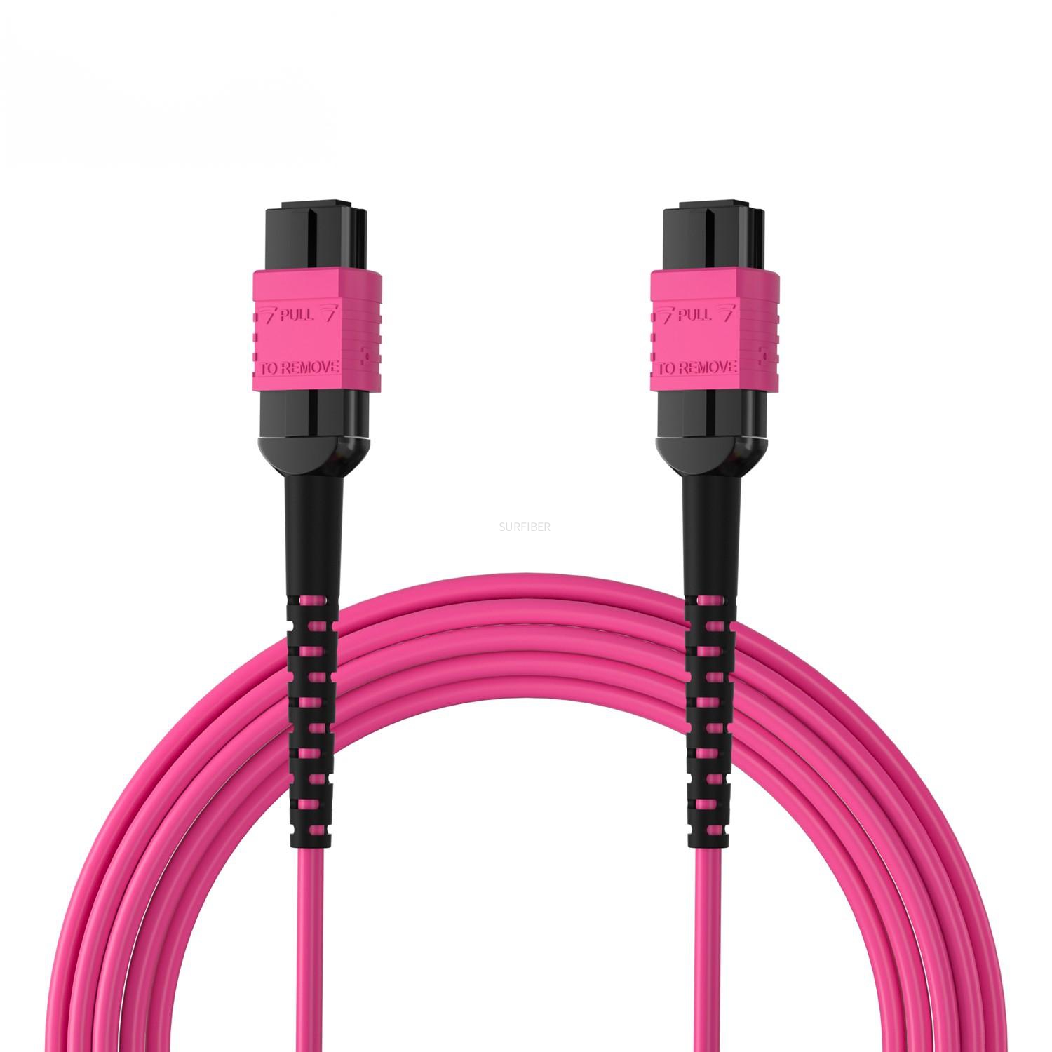 High-Density MPO/MTP 8 Core Patch Cord, OM4 Multimode Fiber, LSZH Jacket, Type A/B/C, Low Loss ≤0.35dB