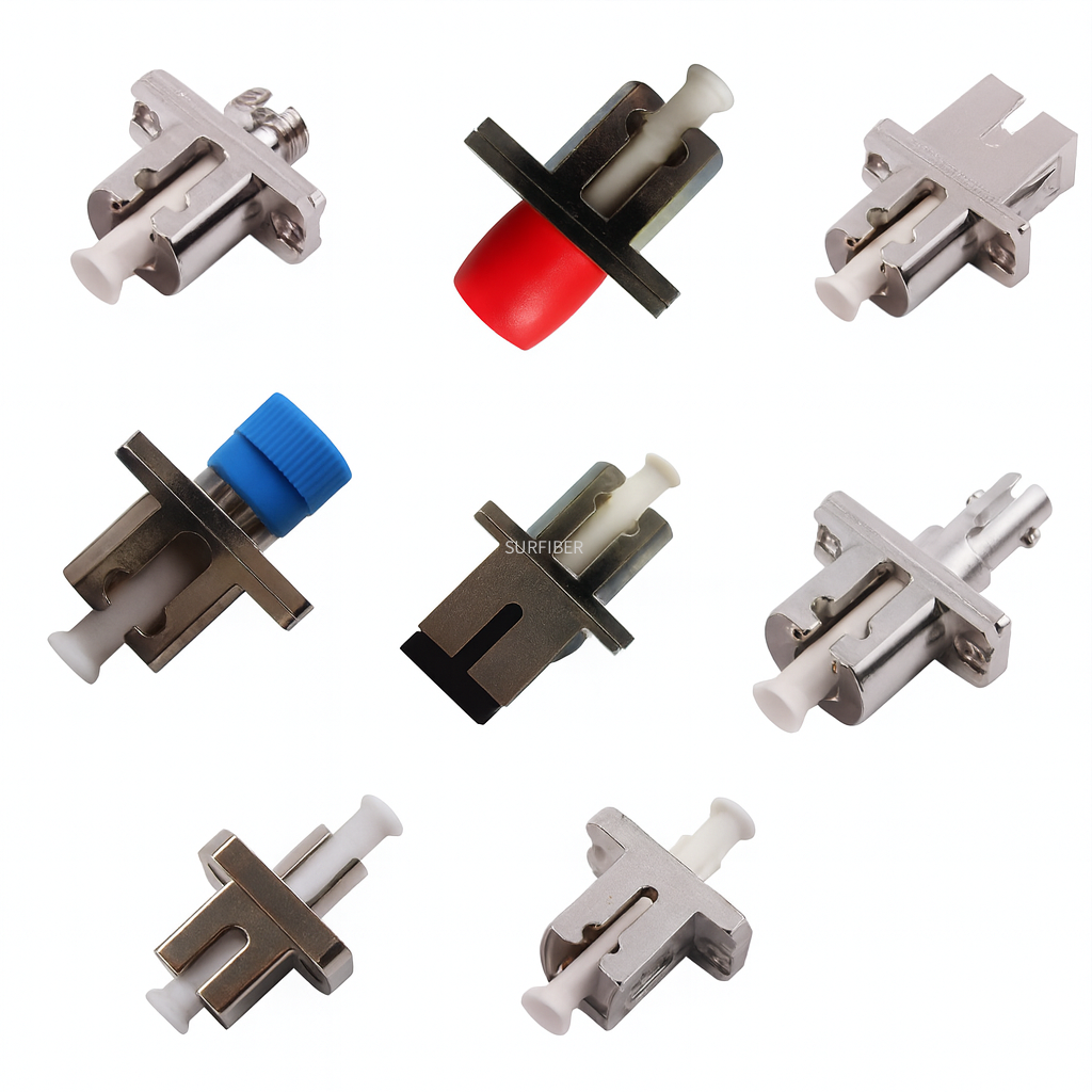 SC LC FC ST MPO UPC APC Fiber Optic Adapter Connector Simplex Duplex Quad Hybrid Coupler for FTTH Telecom Data Center