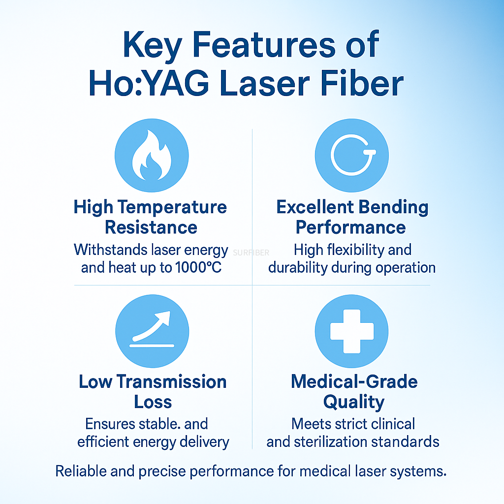 Medical Ho:YAG Laser Fiber for Stone Removal 200 276 365 550 800 1000um Core SMA905 Connector Compatible with Endoscope