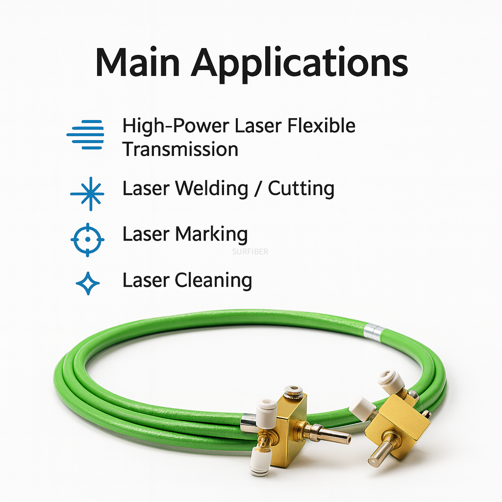 High Power D80 Sapphire Protection Head Fiber Optic Patch Cord for YAG Laser Welding/Cutting Systems 1000W Rated SURFIBER