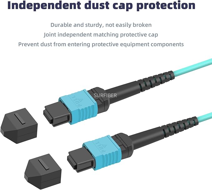 High-Performance MPO/MTP Patch Cord, 8 Core, OM3 Multimode, LSZH, IL≤0.35dB, Type A/B/C, Compatible with QSFP+/QSFP28