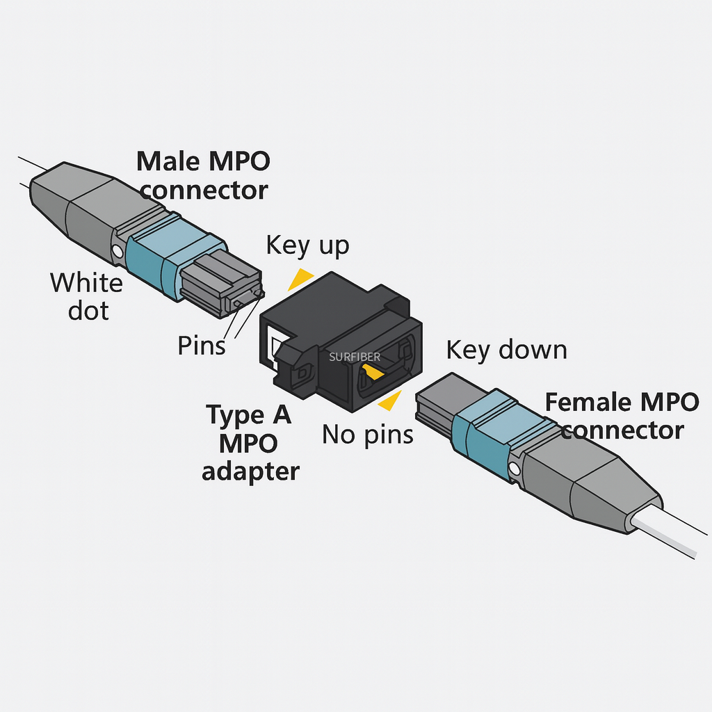 High-Performance MPO/MTP Patch Cord, 8 Core, OS2 Singlemode, G657A1 Fiber, LSZH, Low Loss IL≤0.35dB, Type A/B/C