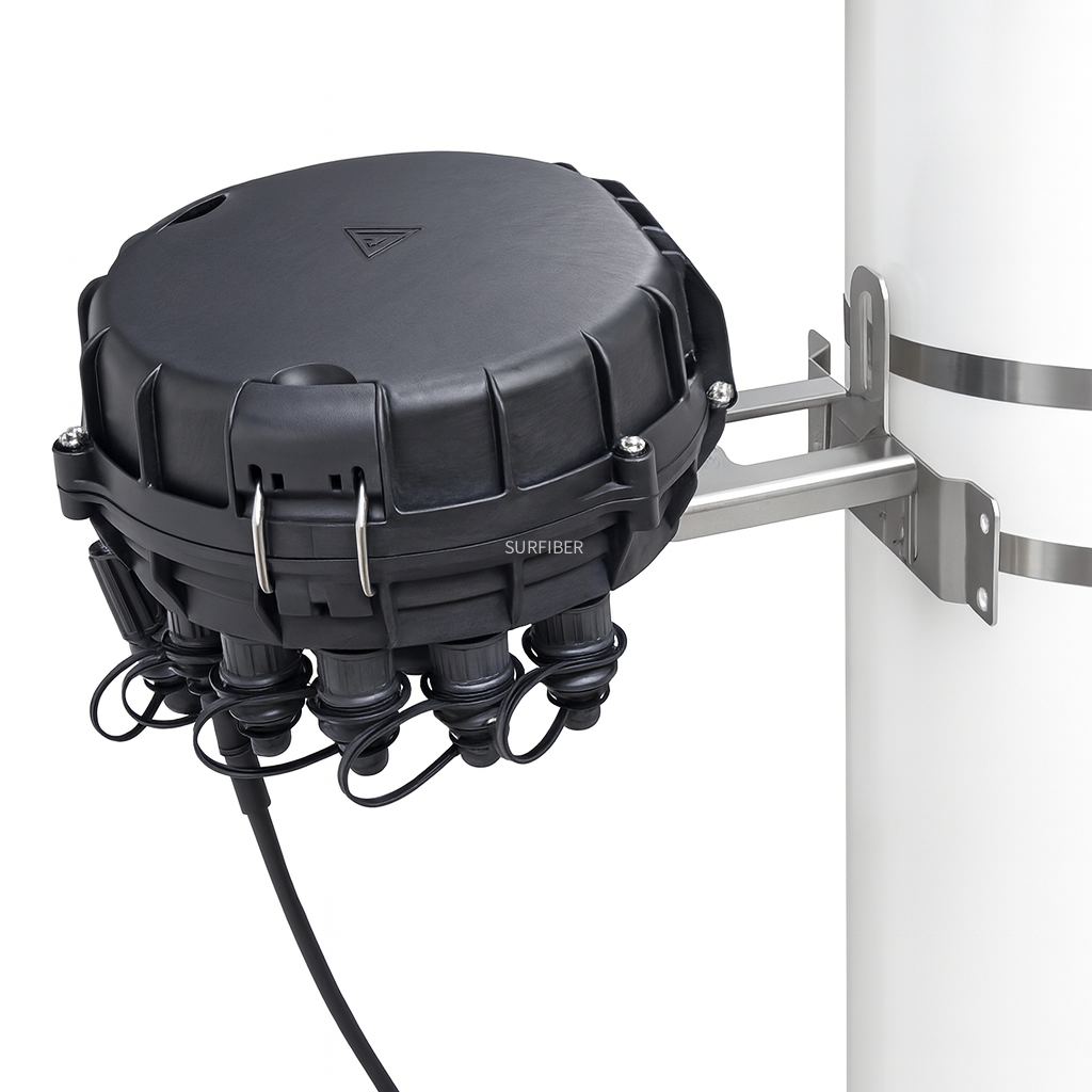Round Type 9 Port Pre-terminated Fiber Access Terminal Box FAT Small Outdoor Fiber Optic Distribution Splice Closure for FTTH