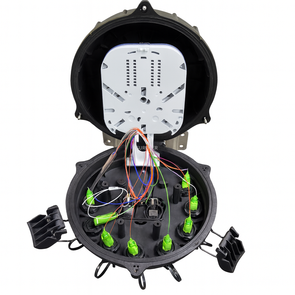 Round Type 9 Port Pre-terminated Fiber Access Terminal Box FAT Small Outdoor Fiber Optic Distribution Splice Closure for FTTH